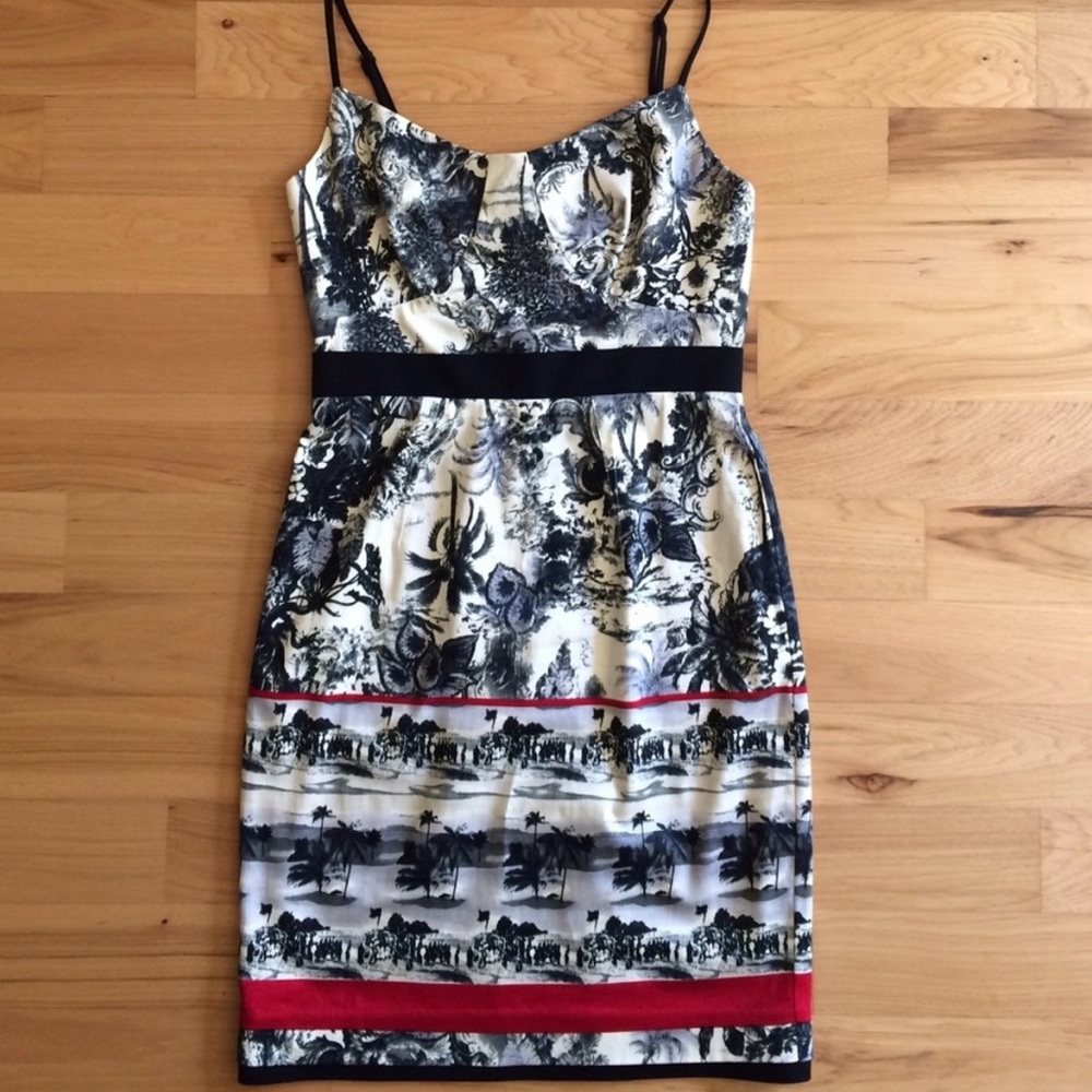 Black Halo Hawaiian print dress